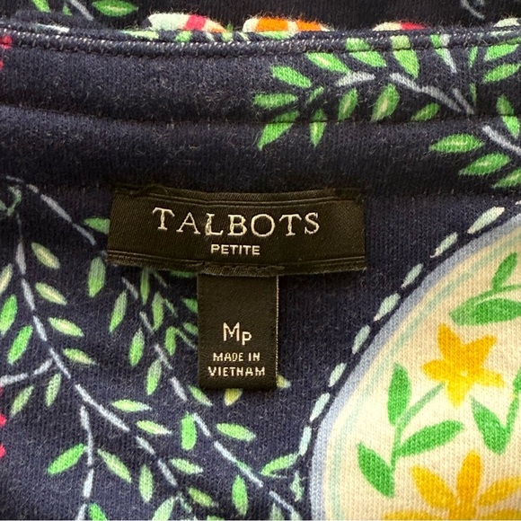 Talbots Pleat Ruffle Neck Paisley Print Sheath Dress Sleeveless Medium Petite - Picture 11 of 12